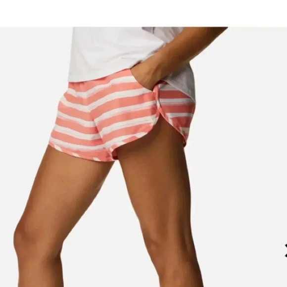 Columbia Women's XL Bogata Bay Omni-Shade Stretch Inseam 3” Shorts Coral White - Picture 4 of 9